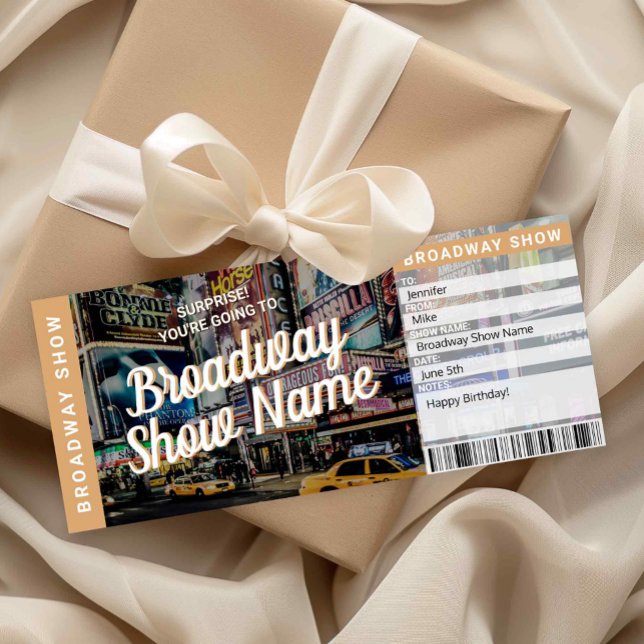 Broadway Biljett Musikal Teater Presentkort Inbjudningar (Surprise Broadway Show Ticket Printable)