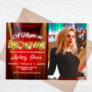 Broadway Birthday med Photo Inbjudningar