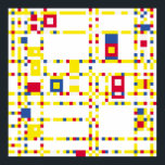 Broadway Boogie Woogie Poster<br><div class="desc">En digital tolkning av Piet Mondrians sammansättning från 1943. Detta skiljer sig åt genom att det strikt håller sig till ett fast rutnät som saknas i originalet.</div>