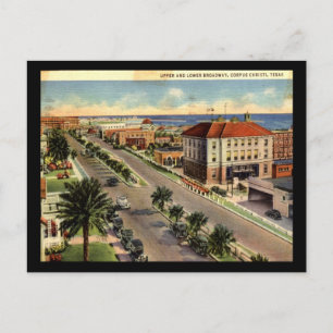 Broadway, Corpus Christi Texas Vintage Vykort
