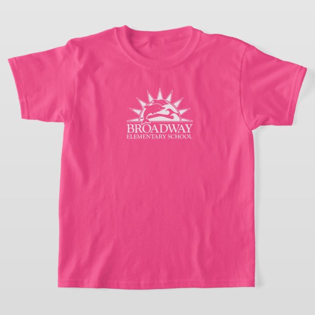 Broadway Elementary School barn white logotyp t-sh T Shirt (Laydown)