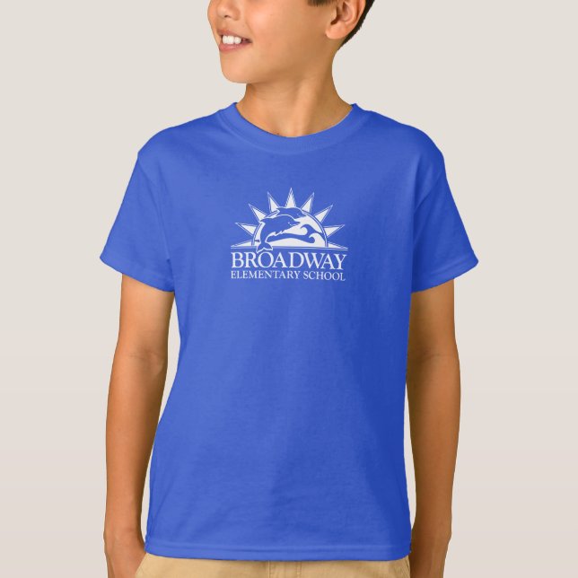 Broadway Elemlement School-barn, vit logotyp-skjor T Shirt (Framsida)