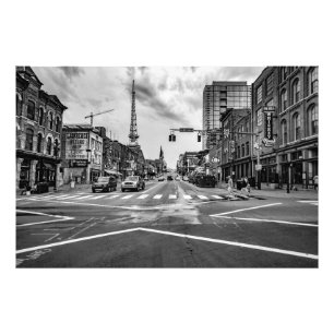 Broadway in Nashville Tennessee Black & White Fototryck