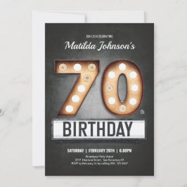 Broadway Marquee 70th Birthday Vintage Roligt Anpa Inbjudningar