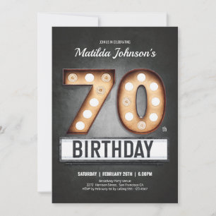 Broadway Marquee 70th Birthday Vintage Roligt Anpa Inbjudningar