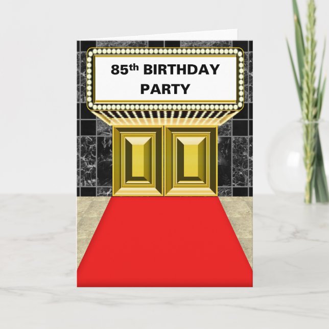 Broadway Marquee Red Carpet 85 Födelsedagsfester Kort (Framsida)