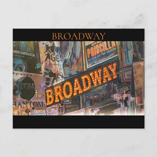 Broadway Neon Ljus Vykort (Framsida)