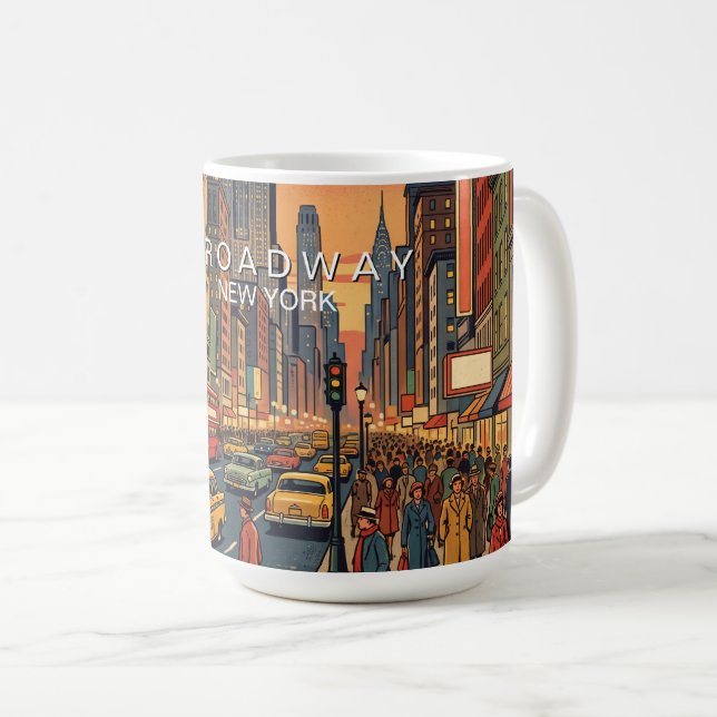 Broadway New York Resa Konst Vintage Kaffemugg (Framsida höger)