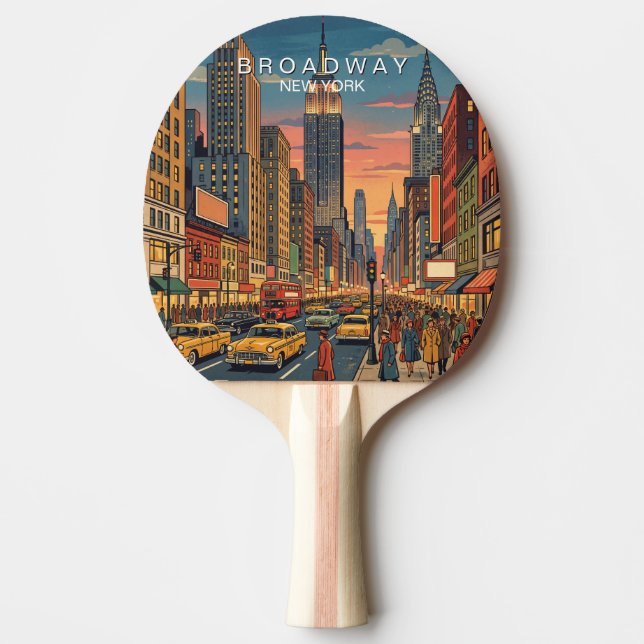 Broadway New York Resa Konst Vintage Pingisracket (Framsidan)