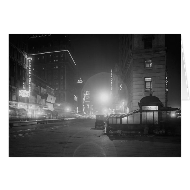Broadway på natten, 1910 hälsningskort (Framsidan Horizontal)