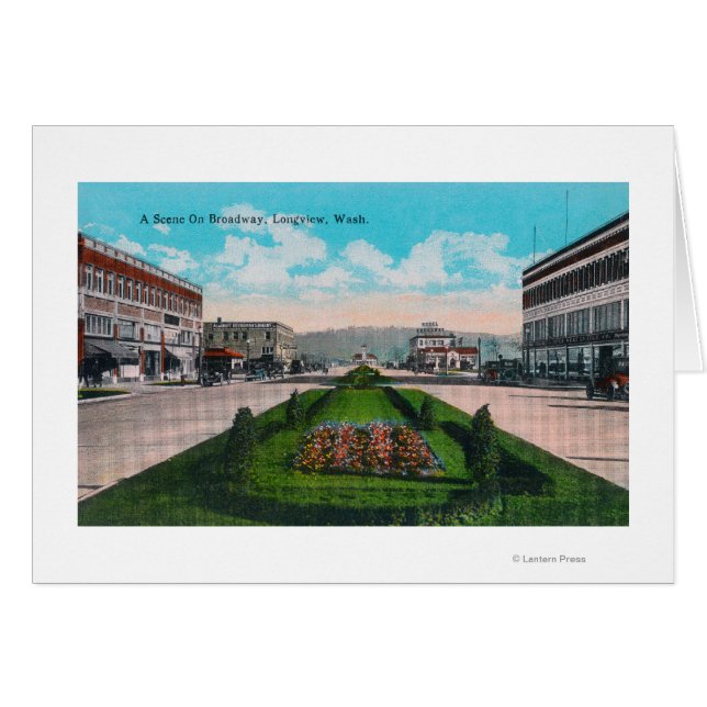 Broadway SceneLongview, WA Hälsningskort (Framsidan Horizontal)
