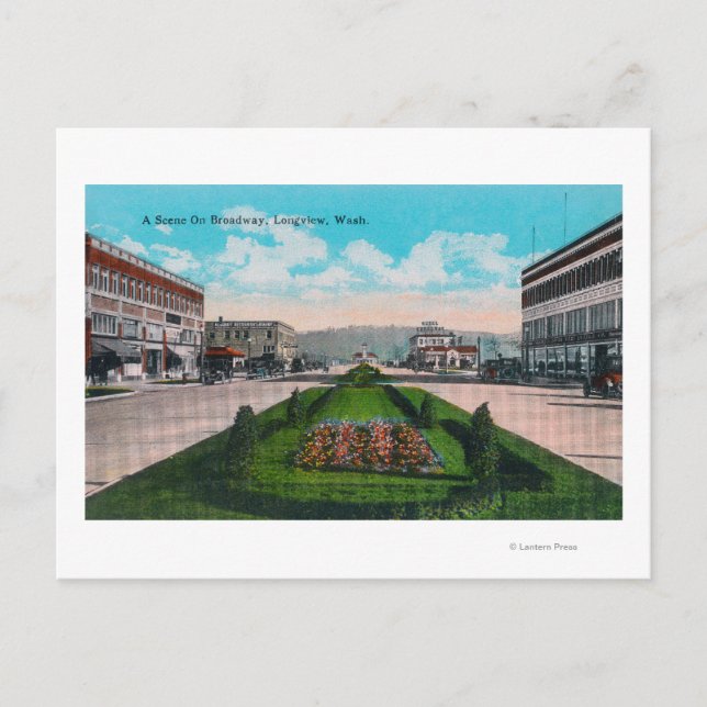 Broadway SceneLongview, WA Vykort (Framsida)