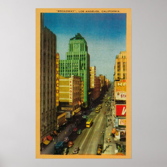 Broadway Street i Los Angeles, CA Poster (Framsidan)