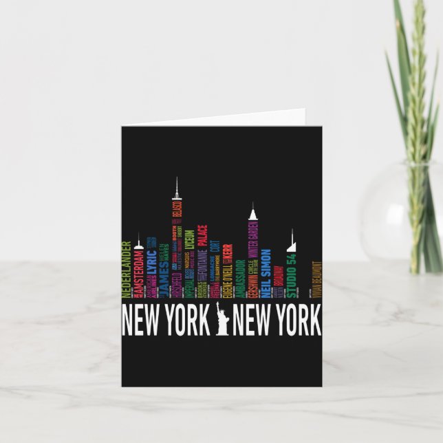 Broadway Teatrar New York Skyline  Kort (Framsida)