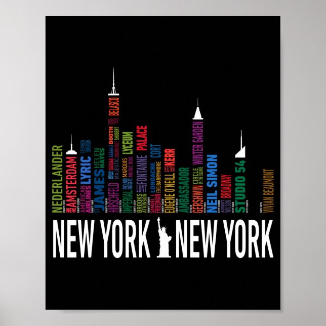 Broadway Theaters New York Skyline  Poster (Framsidan)