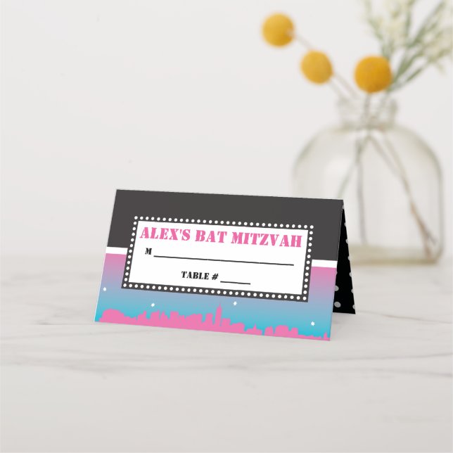 BROADWAY VIP Pub Bat mitzvah säteseskort Placeringskort (Framsida)