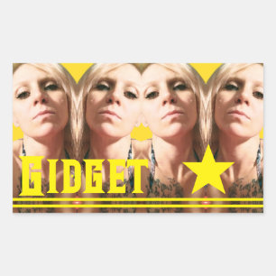 Broar Gult Star Sticker Rektangulärt Klistermärke