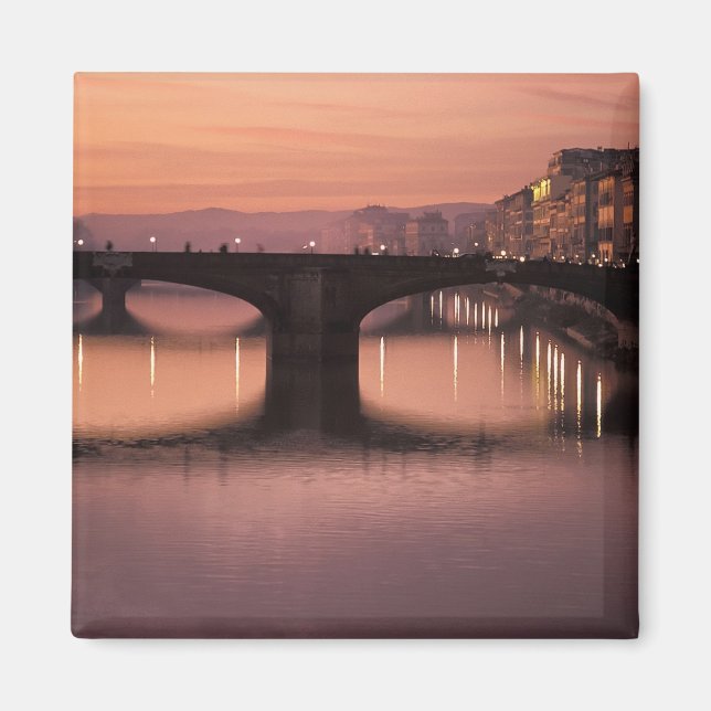 Broar över floden Arno vid solnedgång, 2 Magnet (Framsidan)