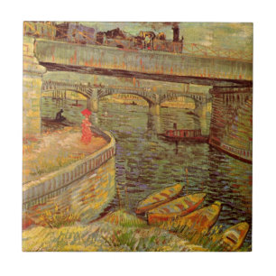 Broar över Seine, Asnieres av Vincent van Gogh Kakelplatta