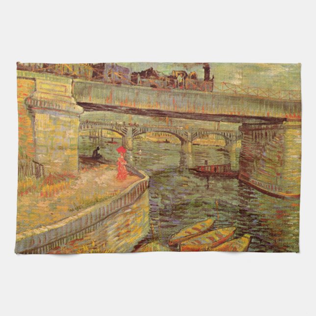 Broar över Seine, Asnieres av Vincent van Gogh Kökshandduk (Horisontell)