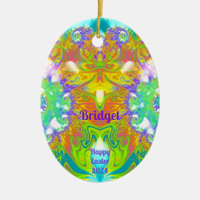 BROAR~ PÅSKÄGG ~ Söt för FRACTAL Multifärgad Julgransprydnad Keramik (Framsidan)