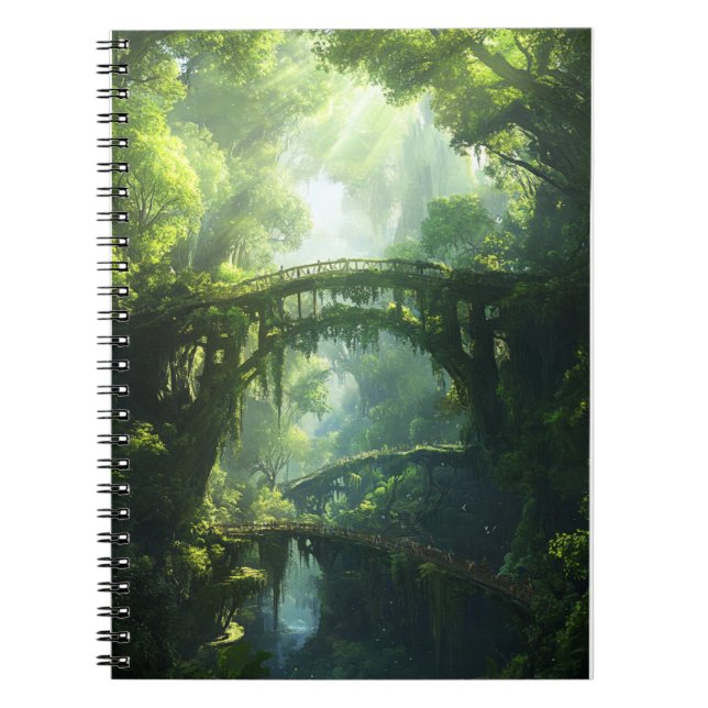 Broar vid Emerald Canopy - Lush Forest Fantas Anteckningsbok (Framsidan)