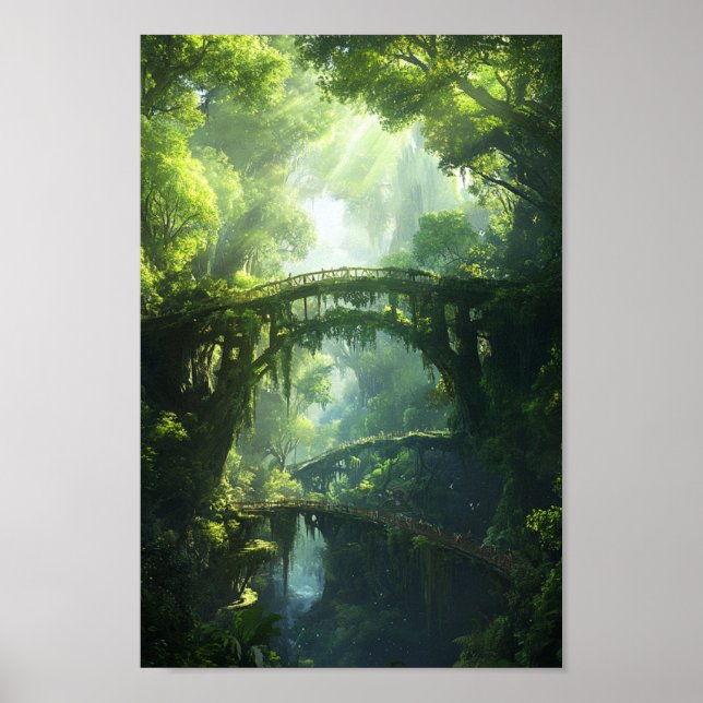 Broar vid Emerald Canopy - Lush Forest Fantas Poster (Framsidan)