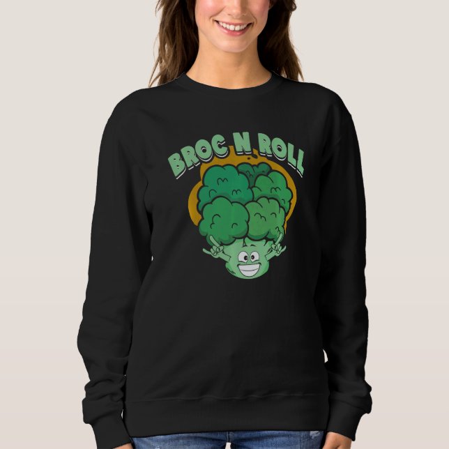 Broc N Roll  Vegan Vegetarian Broccoli Vegetable T Shirt (Framsida)