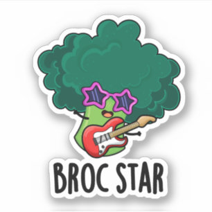 Broc Star Funny Brocolli Rockstjärna Pun Klistermärken