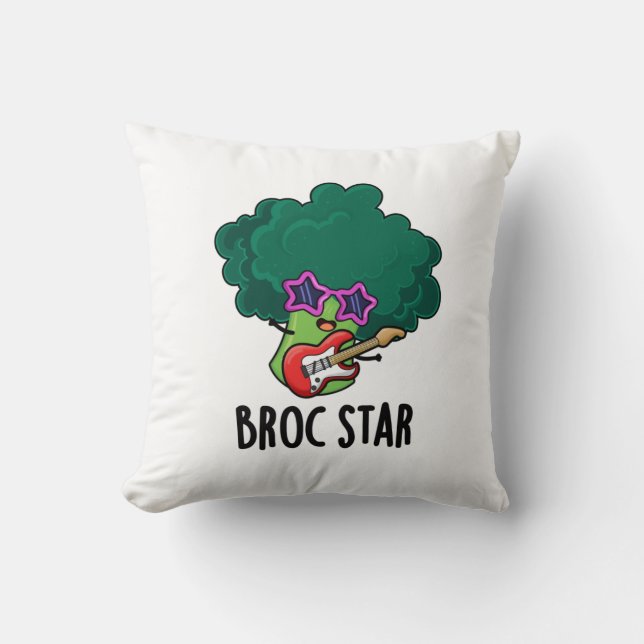 Broc Star Funny Brocolli Rockstjärna Pun Kudde (Framsida)