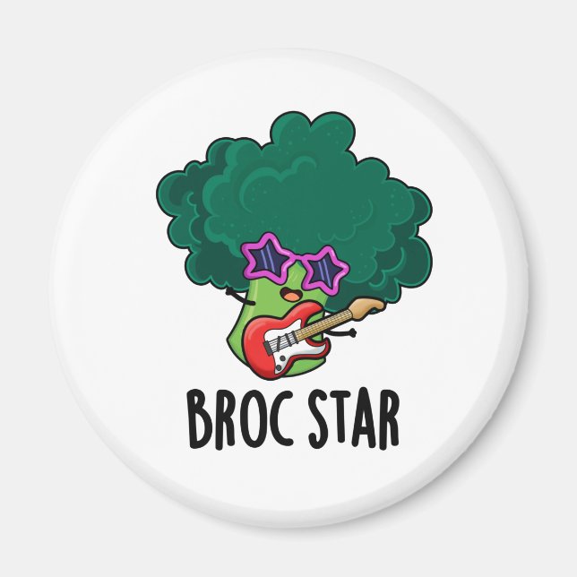 Broc Star Funny Brocolli Rockstjärna Pun Magnet (Framsidan)