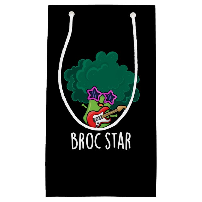 Broc Star Funny Brocolli Rockstjärna Pun Mörk BG (Framsidan)