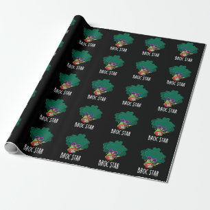 Broc Star Funny Brocolli Rockstjärna Pun Mörk BG Presentpapper