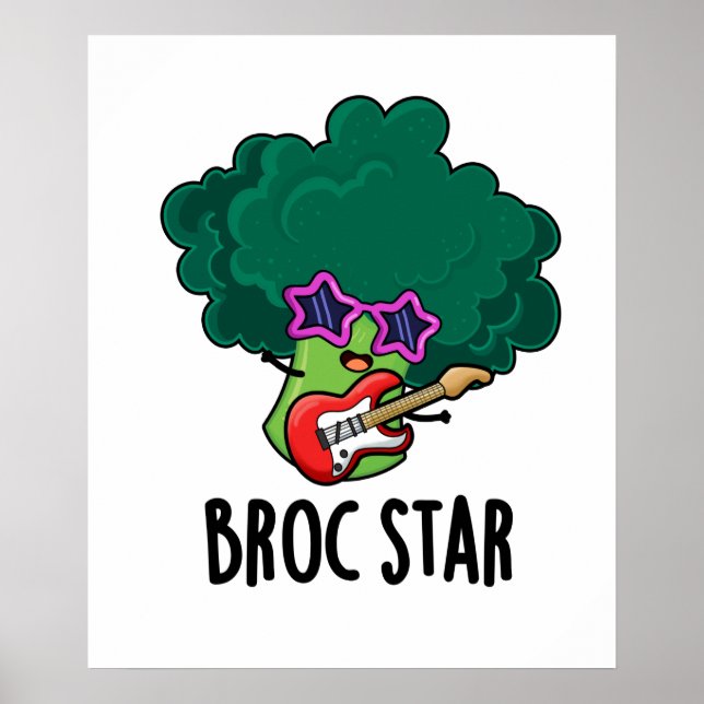 Broc Star Funny Brocolli Rockstjärna PUn Poster (Framsidan)