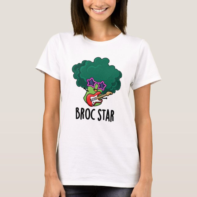 Broc Star Funny Brocolli Rockstjärna Pun T Shirt (Framsida)
