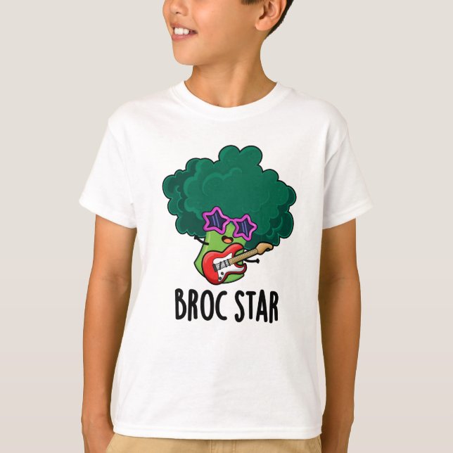 Broc Star Funny Brocolli Rockstjärna Pun T Shirt (Framsida)