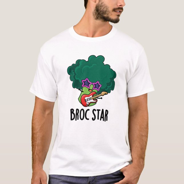 Broc Star Funny Brocolli Rockstjärna Pun T Shirt (Framsida)