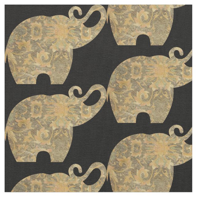 Brocade Elephants Anpassningsbar Fabric Tyg (Närbild)