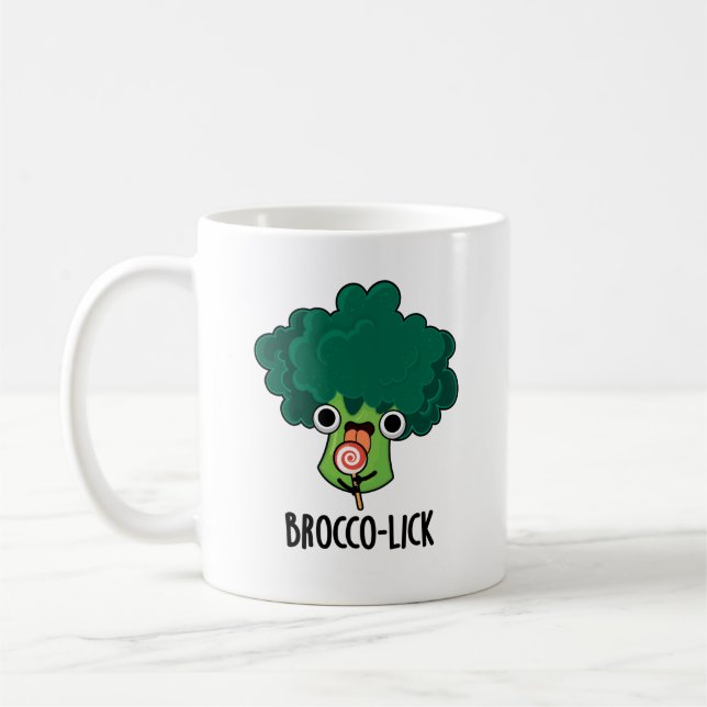 Brocco slickar Funny Veggie Broccoli Pun Kaffemugg (Vänster)
