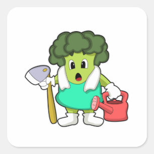Broccoli as Farmer med Watering-burk Fyrkantigt Klistermärke