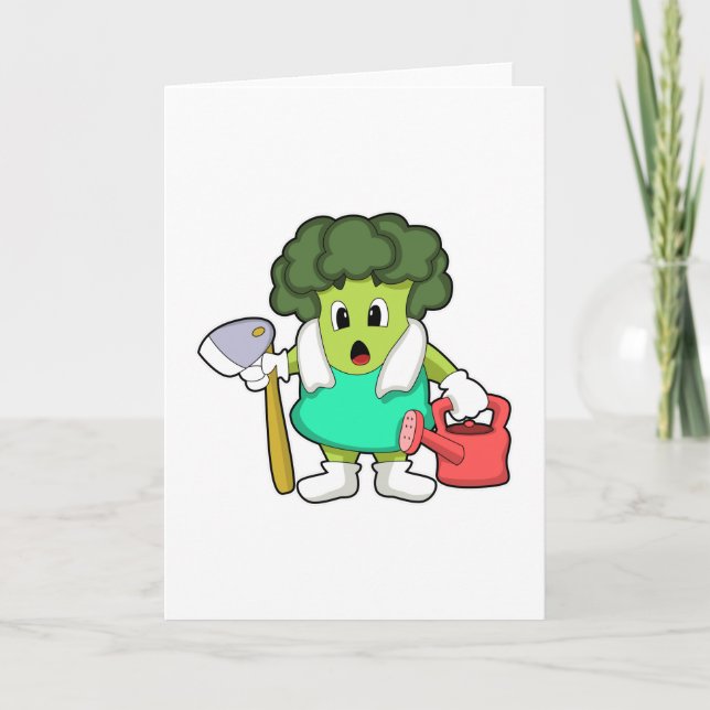 Broccoli as Farmer med Watering-burk Kort (Framsida)