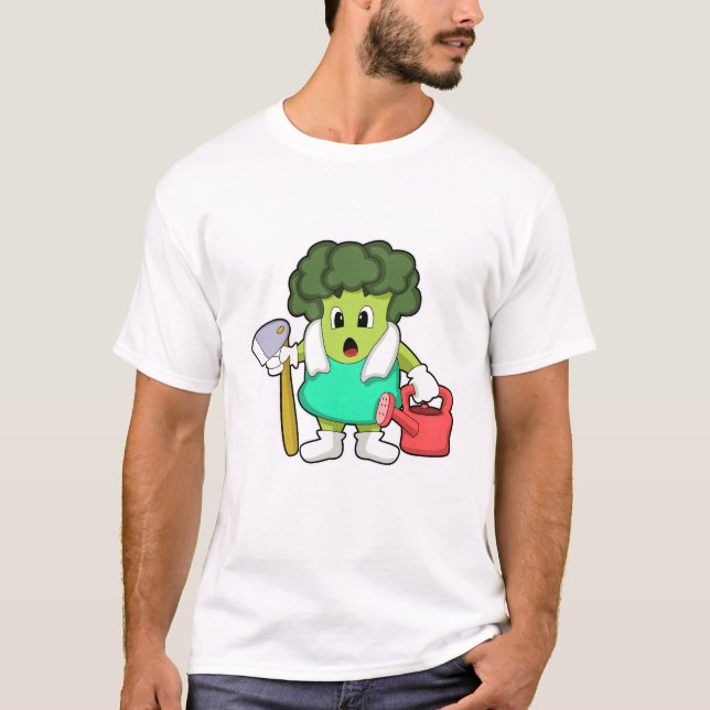 Broccoli as Farmer med Watering-burk T Shirt (Framsida)