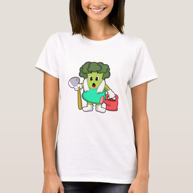 Broccoli as Farmer med Watering-burk T Shirt (Framsida)