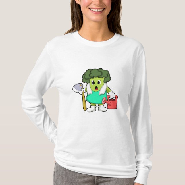 Broccoli as Farmer med Watering-burk T Shirt (Framsida)