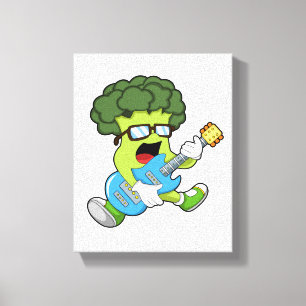 Broccoli as Musician med Guitar Canvastryck