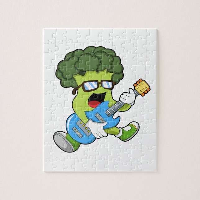 Broccoli as Musician med Guitar Pussel (Vertikal)