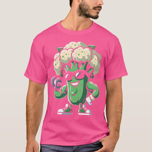 Broccoli Biceps Workout - Funny Graphic Gym Weight T Shirt (Framsida)