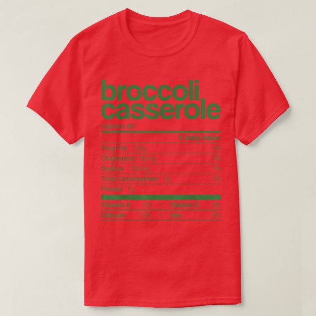 Broccoli Casserole Nutrition Facts 2021 Thanksgivi T Shirt (Design framsida)