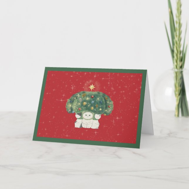 【Broccoli Cats Christmas Card】 -Red- Tack Kort (Framsida)