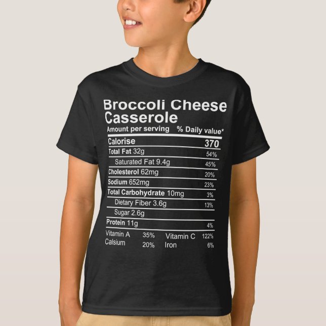 Broccoli Cheese Casserole T Shirt (Framsida)